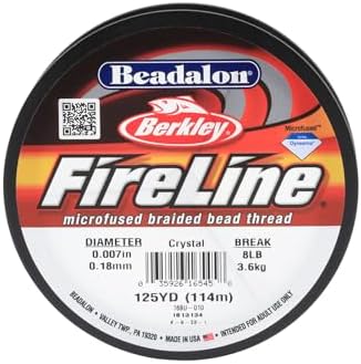Beadalon FireLine Microfused Braided Beading Cord Thread, Crystal-4LB/125YD
