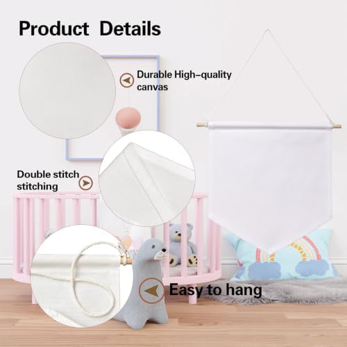 16pcs Blank Canvas Banners 10.82"x11.81",12oz Fabric Canvas Wall hanging Art for DIY Kids Room Decor,Jewelry Storage Case Stand Enamel Pin Wall Display Banners for Enamel Lapel Badge Collection,Birthday,Educational Play