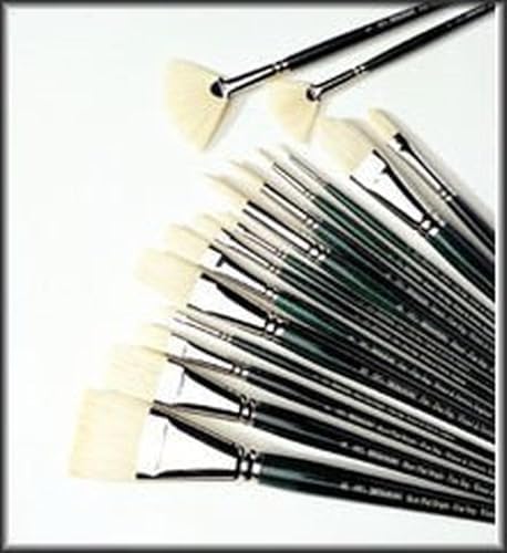 Winsor & Newton Winton Hog Bristle Brush-Fan #1, 1, Green