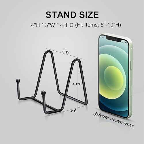 Kruodop 5 Pack Plate Stands for Display, 4 Inch Plate Holder Display Stand, Metal Frame Holder Stands for Book, Pictures, Photo Easel, Tabletop Art