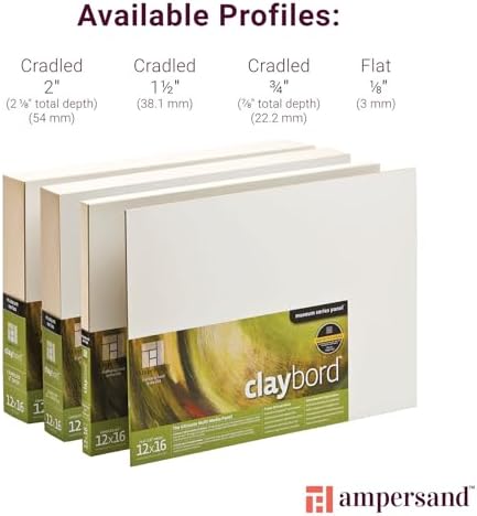 Ampersand Claybord | 2.5x3.5-5pk | 1/8" Flat|Ink & Acrylic Painting Panel