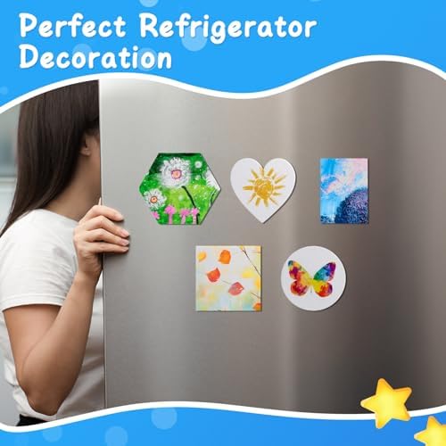 Engrowtic 30 Pcs Mini Magnetic Canvas Panel Boards - Various Size Magnetic Canvases for Painting Fridge Locker Art Crafts DIY, White