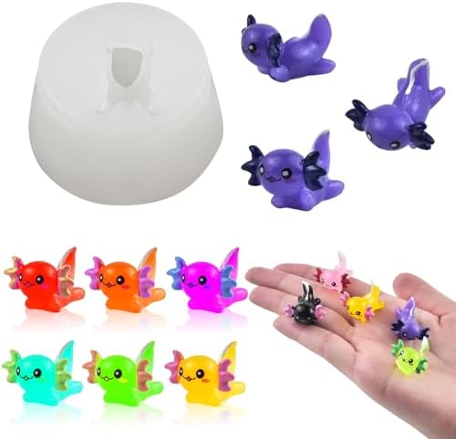 Cute Tiny Axolot Figurines Silicone Mold Micro Dollhouse Animal Epoxy Casting Mold for DIY Resin Art Fairy Garden Miniatures Landscape Crafts Decor