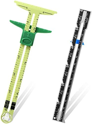 Frienda 4 Pieces Sewing Gauge with Sliding Marker, 5-in-1 Measuring Ruler
