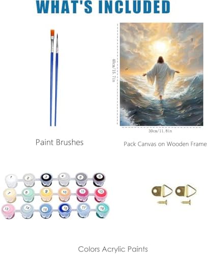 Jesus Paint by Numbers Kit for Adults Framed Canvas 12X16 in, Frameworkless