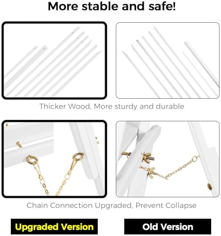 VISWIN 3Pcs 63" White Easel Stand for Wedding Signs, Adjustable Wooden Display Easel with Holder, Tripod Floor Easel for Welcome Board, Poster, Picture, Photos, Paintings