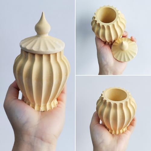 Wehous Vintage Jar Resin Mold with Lid Silicone Box Storage Container Mold for Epoxy Resin Casting Candle Vessels Candy Jewelry Trinket Makeup Holder Unique Concrete Cement Casting Craft Making Decor