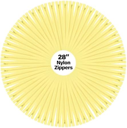 Mandala Crafts 40 PCs Butter Yellow Closed-End 28" Nylon Zippers for Sewing