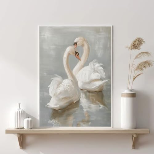 VeGuude Diamond Art Kits for Adults, Full Drill Classical Swan Diamond Painting Kits for Beginners, DIY Swan Vintage Art Full Rhinestone 5D Diamond dots, Home Wall Decoration (12x16 inch)