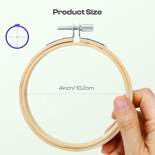 Caydo 6 Pieces 4 Inch Embroidery Hoop with Metal Screw