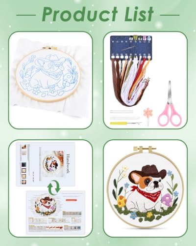 ERKOON Embroidery Kit for Beginners Adult French Bulldog Cross Stitch Set