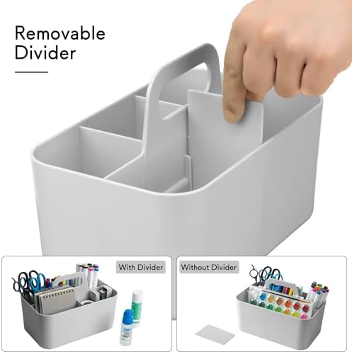 Tiawudi Multipurpose Caddy Organizer, Plastic Caddy with Handle, Stackable Desk Organizer for Stationery, Marker and Pencil, Office Supplies Organizer, Dorm Caddy (Pack of 2)