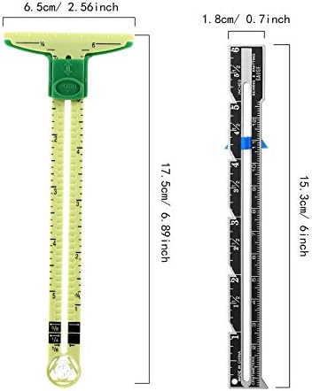 Frienda 2 Pieces Sewing Gauge with Sliding Marker, 5-in-1 Measuring Ruler