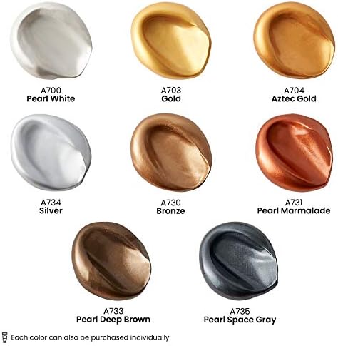 ARTEZA Metallic Acrylic Paint, 8 Metallic Colors in 4.06 ounce Tubes, Artist Paints for Hobby Painters, Art Supplies for Canvas Painting