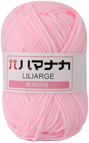 TiaoBug 1Roll Milk Cotton Yarn Solid Color Crochet Yarn for DIY Crafts Knitting Bag Doll Blanket Garments Hat Light Pink One Size