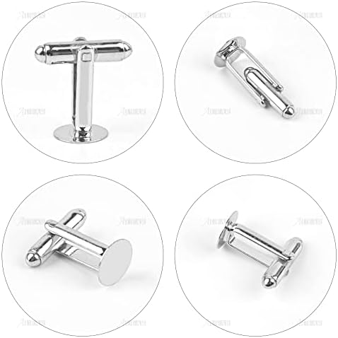 AUEAR, Metal Cufflinks Cuff Button Blank Cabochons Tray Bezel Cufflink Blanks Setting for Jewelry Making DIY Crafts