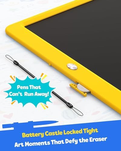TEKFUN 12" LCD Writing Tablet for Kids Ages 3–8, Easy & Fun Doodle Board for Drawing and Writing, Screen-Free Way to Keep Kids Busy at Home or Travel, Great Gift Idea for Girls Boys (Yellow)