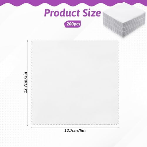 200 Pack 5-inch Cotton Fabric Squares, 5″ Precut Cotton Fabric Squares, Solids White Charm Pack, White