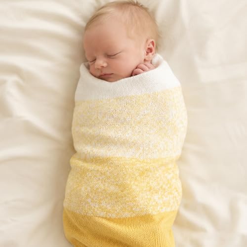 Baby Bloom Gradient Blanket Kit | 4 Balls Gradient Yarn, 50% Cotton & Viscose | Pattern Included | Revolution Fibers (Honey Bee Yellow)