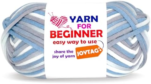 50g Rainbow Beginner Crochet Yarn for Crocheting and Knitting Multicolor Cotton Crochet Yarn for Beginners(Blue Grey)