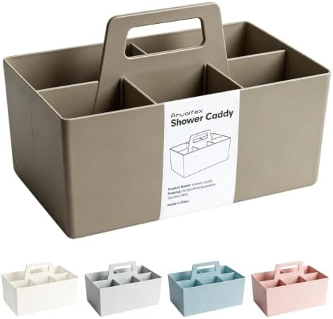 Multipurpose Caddy Organizer with Handle Plastic Desk Storage, Coffee Brown