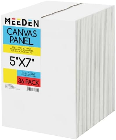 MEEDEN Canvas Boards for Painting White: 5"x7" 100% Cotton Canvas 36 Pack | Blank Paint Canvas Panels White Art Canvas Boards 8 Oz Gesso-Primed Artist Art Supplies for Oil Painting & Acrylic Pouring