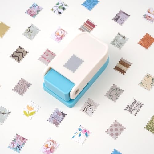 2 Pcs Stamp Punch, Rectangular Postage Stamps Punch, 1x0.8inch & Mini 0.66x0.53inch Stamp Puncher, Craft Lever Cutter Hole Stamps Paper Punches for Crafting Journaling DIY Scrapbooking Card Making