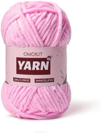 Plush Chenille Chunky Crochet Yarn - Baby Yarn for Crocheting Soft - Velvet Yarns Knitting for Blankets Crafts - Fluffy Amigurumi Yarns 50g / 65.6yd (Dark Pink)