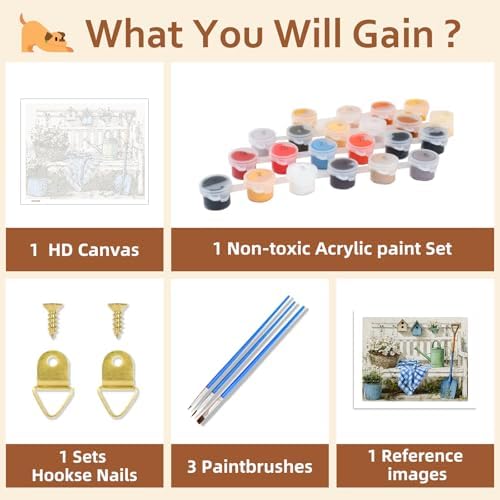 Reivworl Farm Paint by Numbers for Adults Beginner, Farm Paint by Numbers Kits for Adults, Painting by Number Kits for Gifts and Wall Decor 16x20Inch