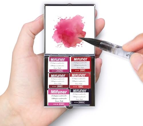 Mini Portable Handmade Artist Watercolor Paint,6 Colors Solid Watercolor