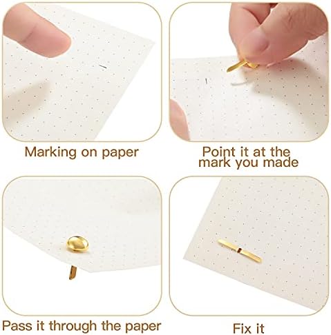 Hotop 500 Pcs Brad for Paper Crafts Metal Paper Fasteners,Golden