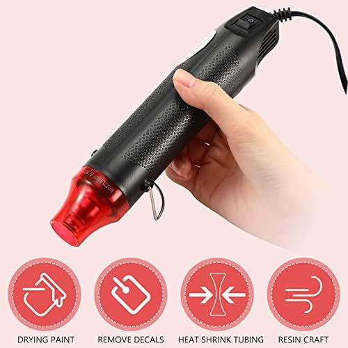 3 Pcs Heat Gun for Crafts Mini Portable Handheld Hot Air Gun for DIY Crafts Embossing Epoxy Resin Shrink Wrapping Vinyl Wrap Drying Paint Clay Cup Turner Candle Making, 300w, Black