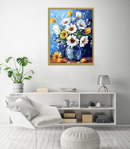 ZTOTZ Sunflower Paint by Numbers kit for Adults, Sunflower Paint by Numbers Adults Canvas Without Frame, DIY Flower Painting by Numbers for Gift Home Wall Decor(16x20inch)