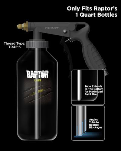 InoKraft Rust Proofing Spray Gun, Bedliner Gun with Adjustable Nozzle and Pressure Regulator, for Truck Bed Liner Coating, Rubberized Undercoat, Suitable for Raptor Tintable Urethane Spray-On