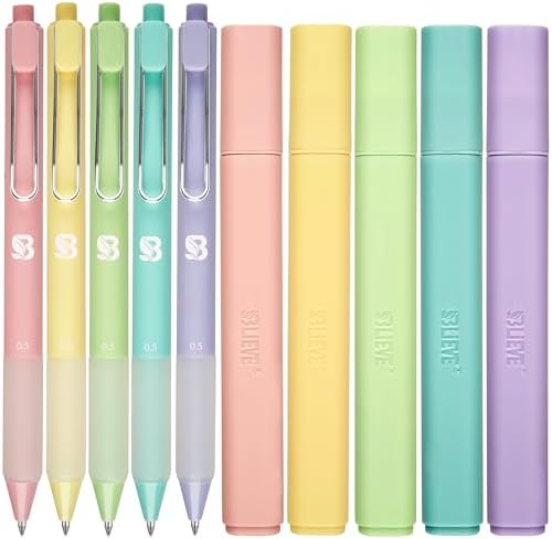 BLIEVE - Aesthetic Highlighters and Gel Pens With Soft Ink and Chisel Tip, Bible Highlighters and Pens No Bleed, Dry Fast Easy to Hold, for Bible Journaling Planner School Supplies (CANDY)