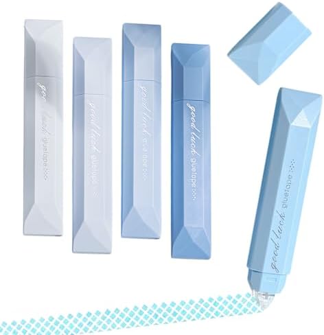 Double Sided Tape Pens, Double Sided Tape Roller, D𝐨uble Si𝐝ed Glue Pen, Office Adhesive Tape for Scrapbooking, Gift Wrapping, Photo Mounting, School Office Crafts (Blue)