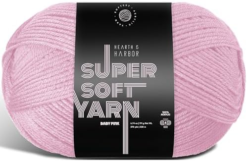 Acrylic Yarn for Crocheting & Knitting – Soft Crochet Yarn for Crocheting, 370 Yards, Perfect for Crafts & Amigurumi, Medium Worsted Weight 4, Baby Pink