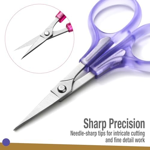 Beaditive High Precision Detail Scissors Set (2-Pc) Sharp, Fine Tips | Paper Cutting, Scrapbooking, Sewing, Crafting | Stainless Steel | Protective Cover (Jelly)