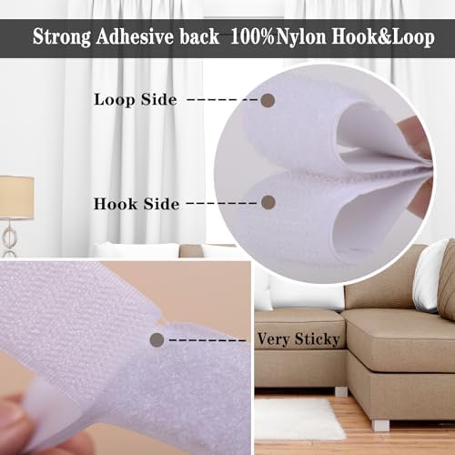 Navona 30Ft x 1 Inch Heavy Duty Hook and Loop Strips with Adhesive, White