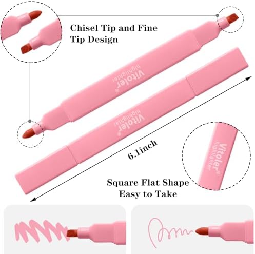 Vitoler Highlighters, 8pcs Chisel & Fine Tips Aesthetic Highlighters