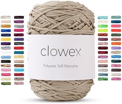 Polyester Soft Macrame Cord 2.5-3mm, 191 Yards x 1/9 inc Turkish Polyester Rope, Braided Macrame Yarn for DIY Crafts, Plant Hanger, Wall Hanging, Macrame Bag