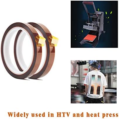 EQUTY BAYMERS 2 Rolls 10mm X 33m 108ft Heat Tape,Adhesive Heat Resistant/Transfer Tape, Heat Vinyl Thermal Sublimation Press Tape,No Residue,Electronics,Soldering,Circuit Board (Pack of 3)