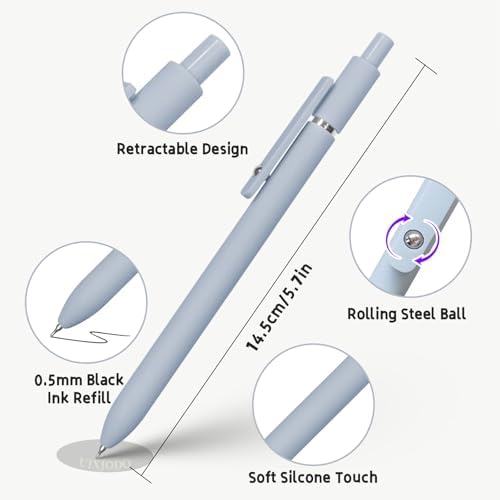 UIXJODO Gel Pens, 10Pcs 0.5mm Black Ink Pens Fine Point Smooth Writing Pens, High-End Series Retractable Pens for Journaling Note Taking, Cute Office School Supplies Gifts for Women (10 Pcs Morandi)