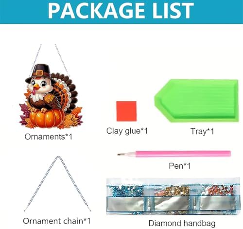 ARPADAMO Hanging Diamonds Art kit for Adult,DIY Thanksgiving Pendant Diamonds Painting Art Kit, 7.6x7.4 inch Acrylic Diamonds Painting Board Kit Ornament, Special Crystal Diamond Hanging Ornament