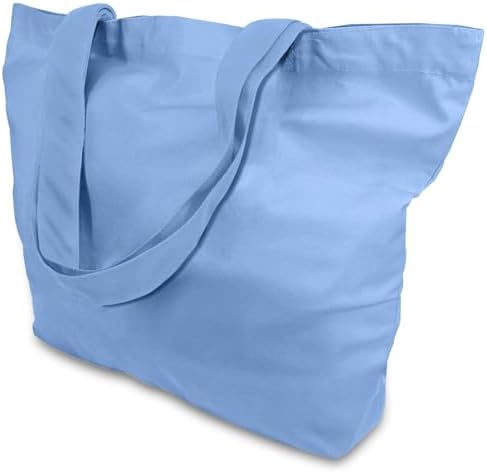 TOPDesign 1-Pack Super Strong Large 12oz Cotton Canvas Tote Bag, Reusable Grocery Shopping Cloth Bag, Fashionable Two-Tone Tote for Crafts, DIY Your Creative Designs