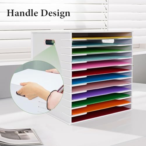 SANFURNEY 12 Slots Scrapbook Paper Organizer for Sizes 12" x 12"