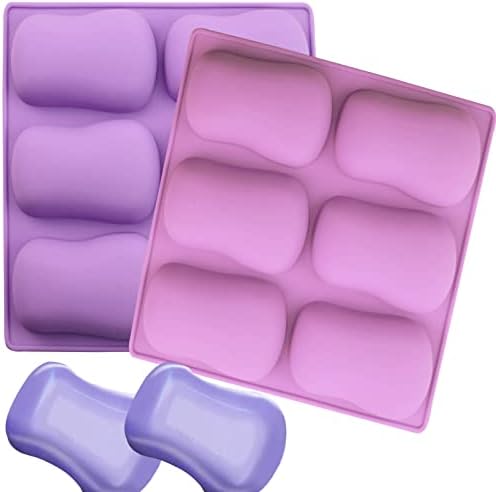 2PCS Oval Silicone Soap Mold,Soap Molds for Soap Making | Oval Silicone Soap Molds,6 Cavity Soap Molds for Soap Making Silicone Molds for Soap Bath Bombs Shower Steamer Lotion Bars
