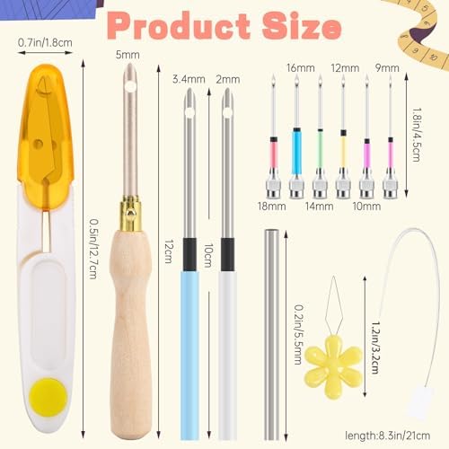 AUGSUN 13 Pcs Punch Needle Kit Embroidery Tool Set for Beginners Adults