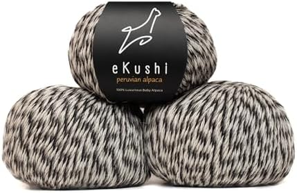 100% Baby Alpaca Yarn for Knitting & Crocheting - Set of 3 Skeins of Premium Yarn DK - Lightweight, Hypoallergenic & Thermal Peru Made - Ideal for Delicate Projects (M918 - Andean Granite)