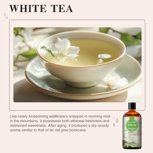 PHATOIL White Tea Fragrance Oil for Diffuser Aromatherapy 3.38FL.OZ | Long Lasting Scented Oils For Humidifier, Air Freshener, DIY Soap Candle, Scent Project Making, Aroma Oil for Home Freshening